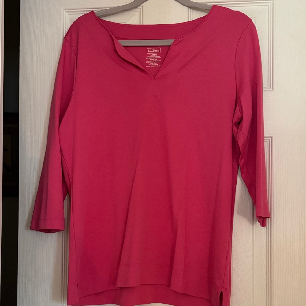 L.L. Bean Women's Vibrant Pink 3/4 Sleeve Top